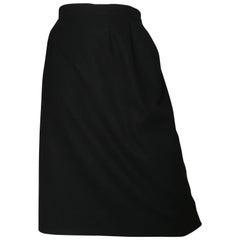 Karl Lagerfeld for Neiman Marcus 1980s Black Wool Cashmere Pencil Skirt Size 6.