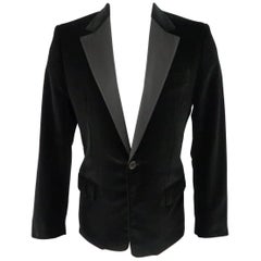 LOUIS VUITTON 40 Black Cotton / Cashmere Velvet Dinner Jacket