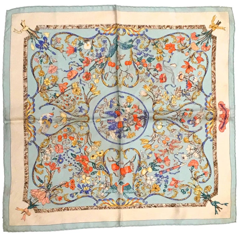 Vintage Hermes Scarf 100 Silk For Sale at 1stdibs
