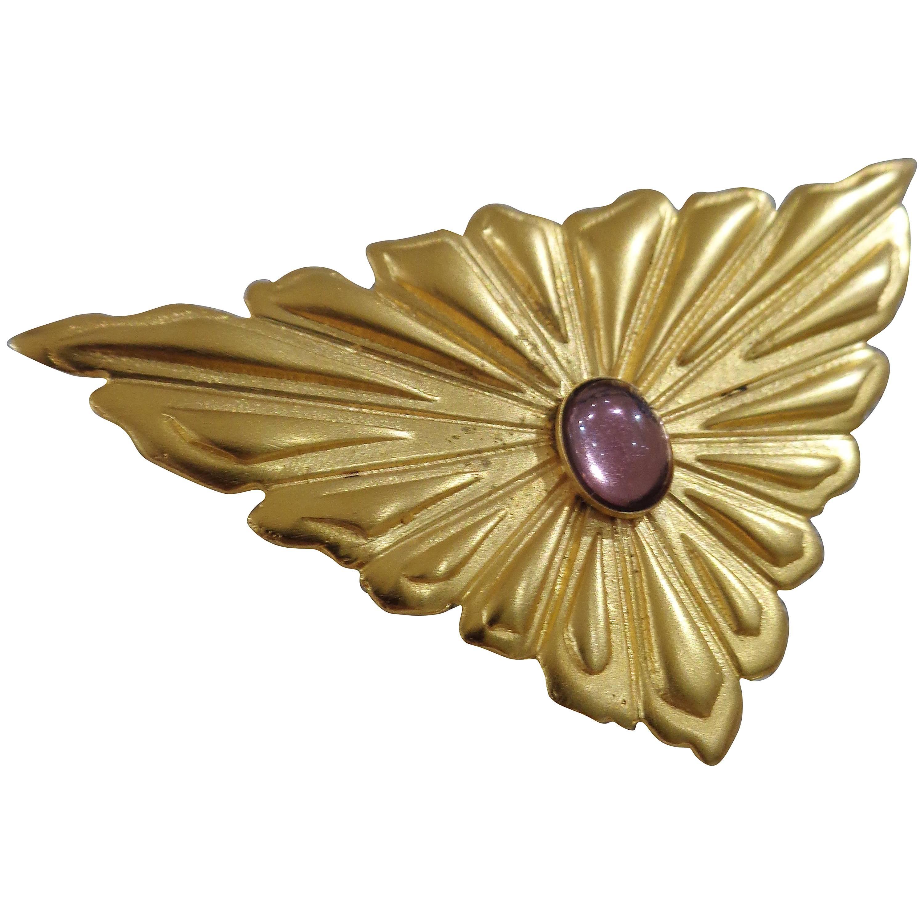 Emilio Pucci gold tone purple stone brooch - pin 