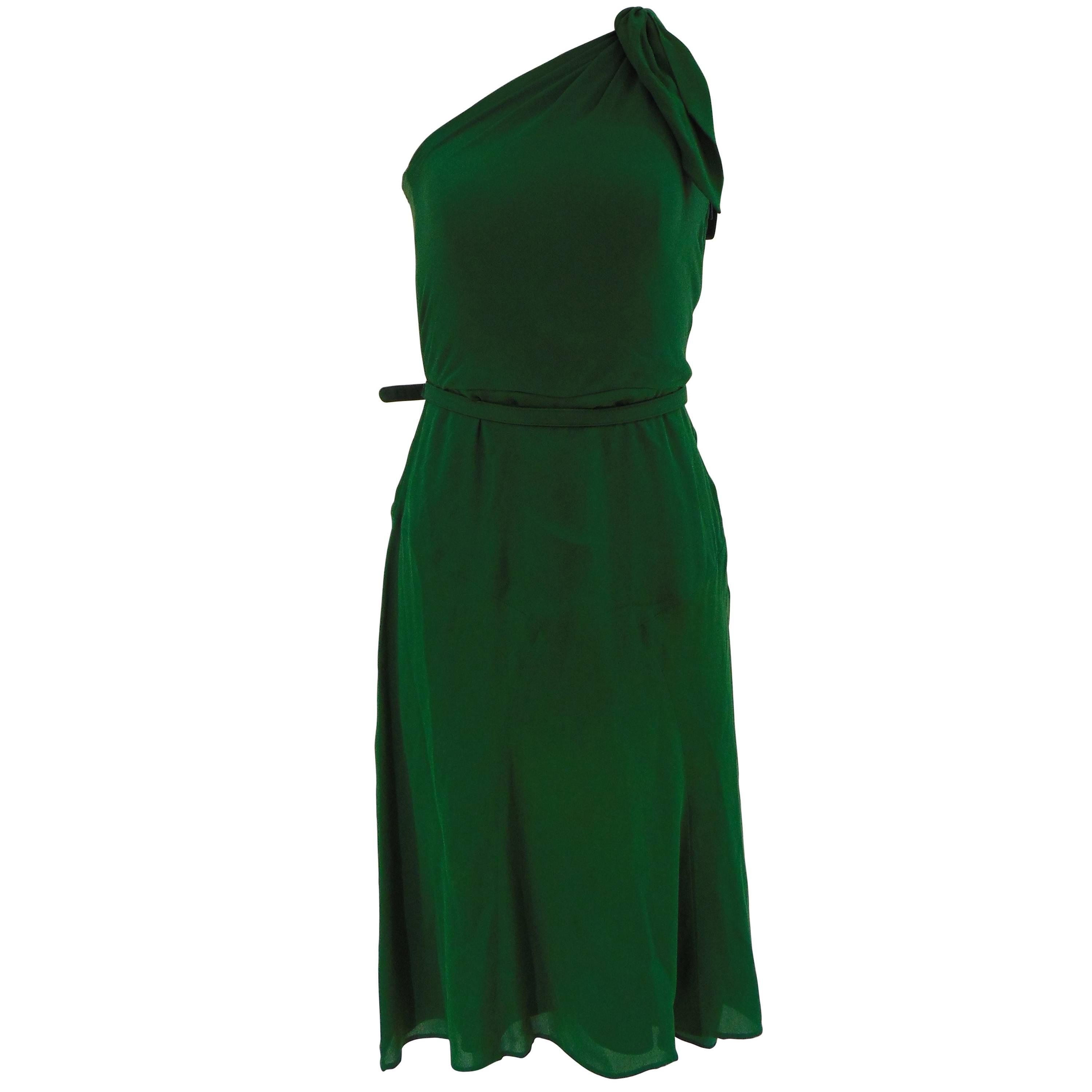 2004 Gucci green silk dress with belt