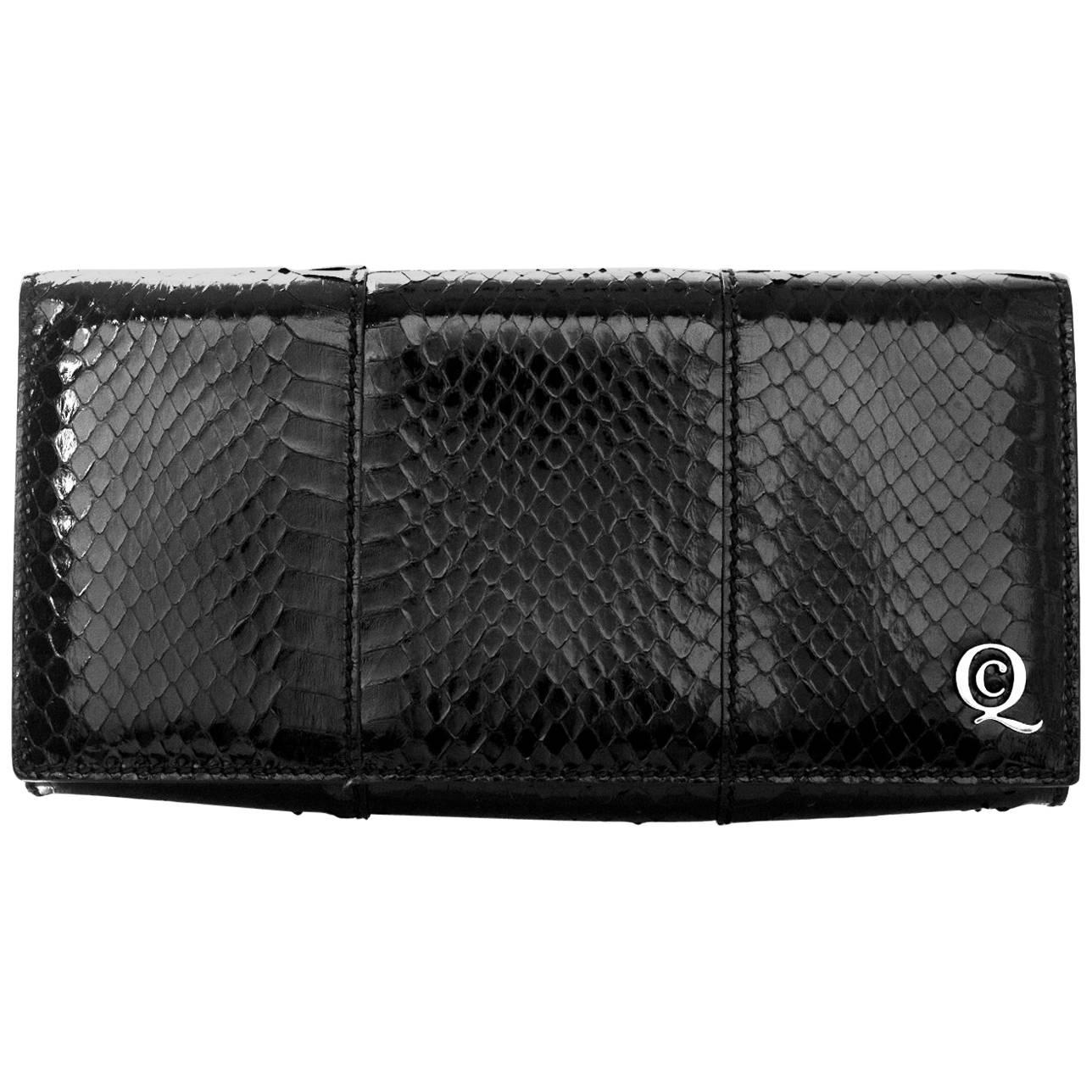 Alexander McQueen Black Python Clutch Bag