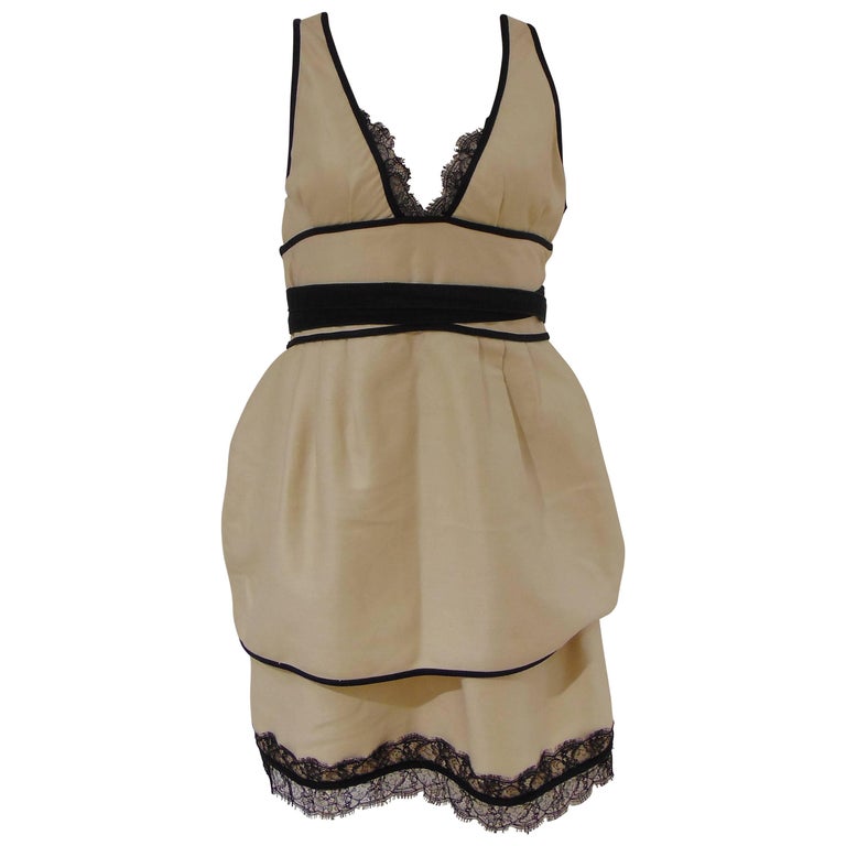 Dsquared2 Cream Black cotton dress For Sale at 1stDibs