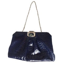 Stunning Valentino Alligator Blue and Swarovski crystals Clutch or Evening Bag