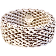 Modern Tiffany Sterling Silver Mesh Ring