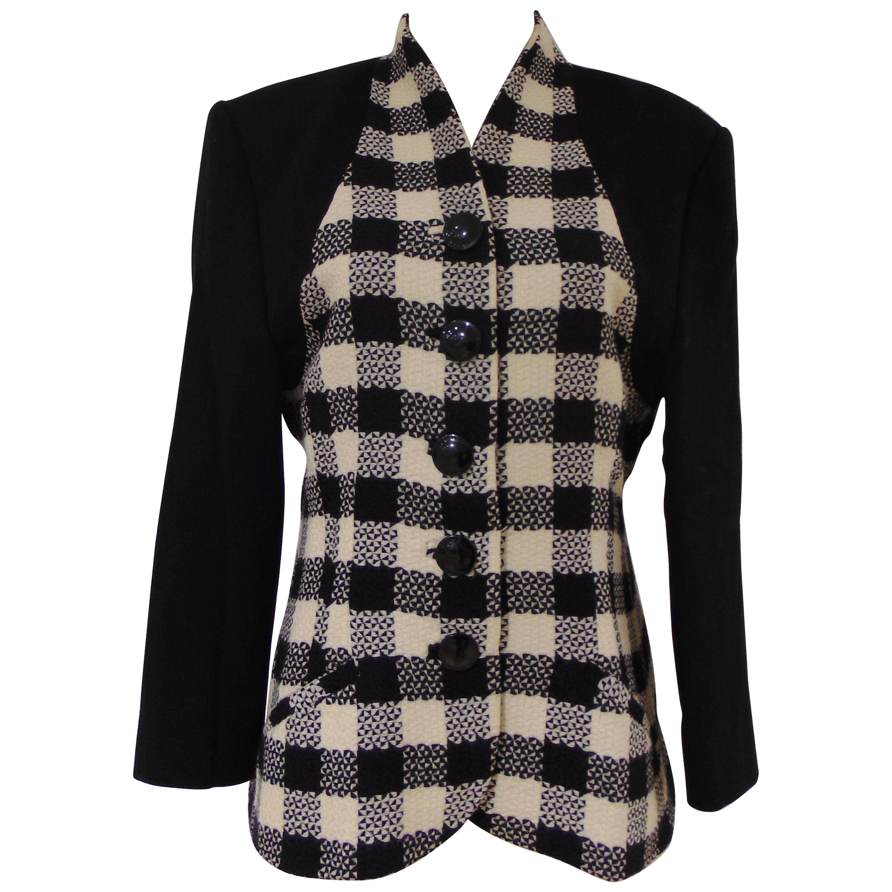 Roccobarocco black white wool jacket For Sale