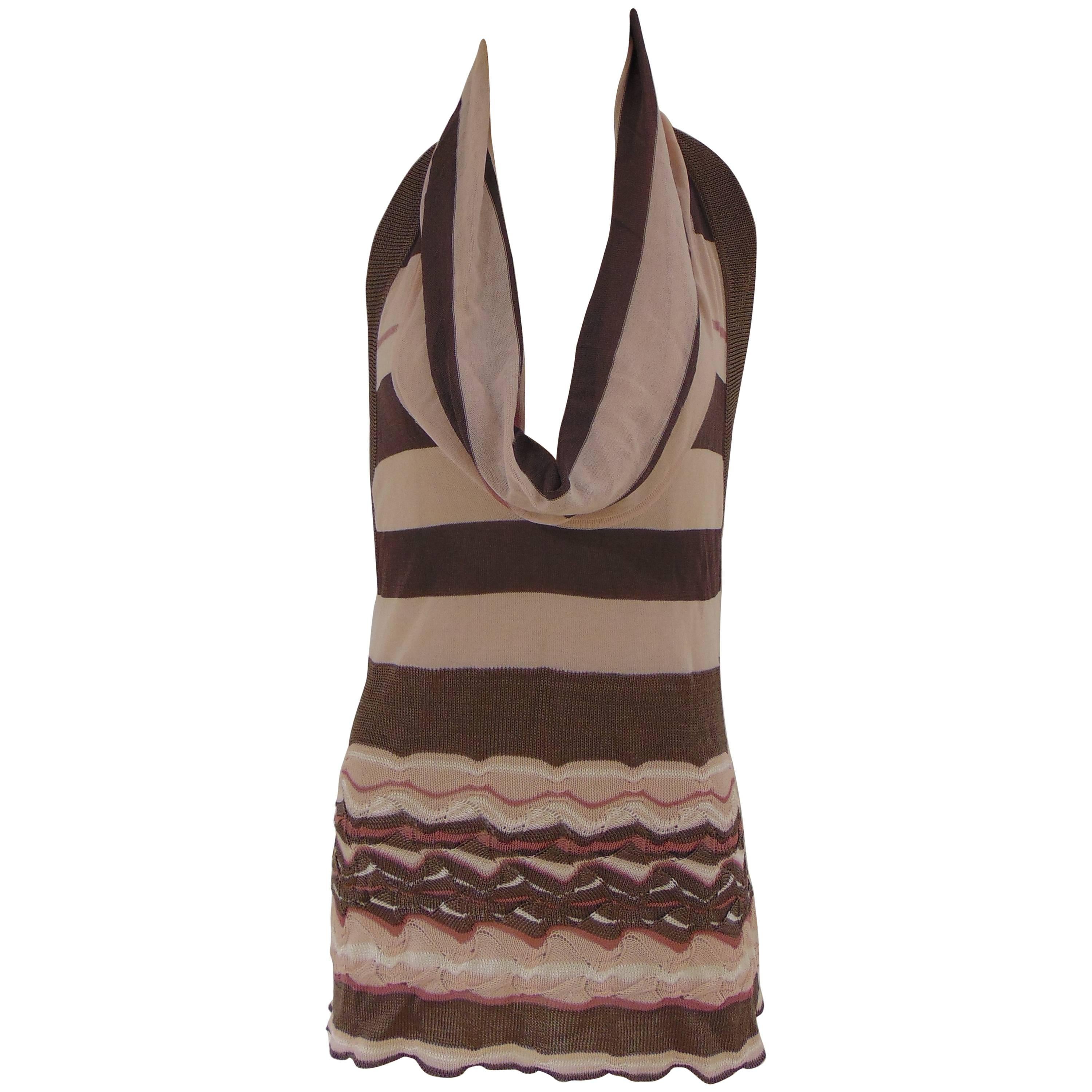 Missoni pink grey cotton/silk back naked dress