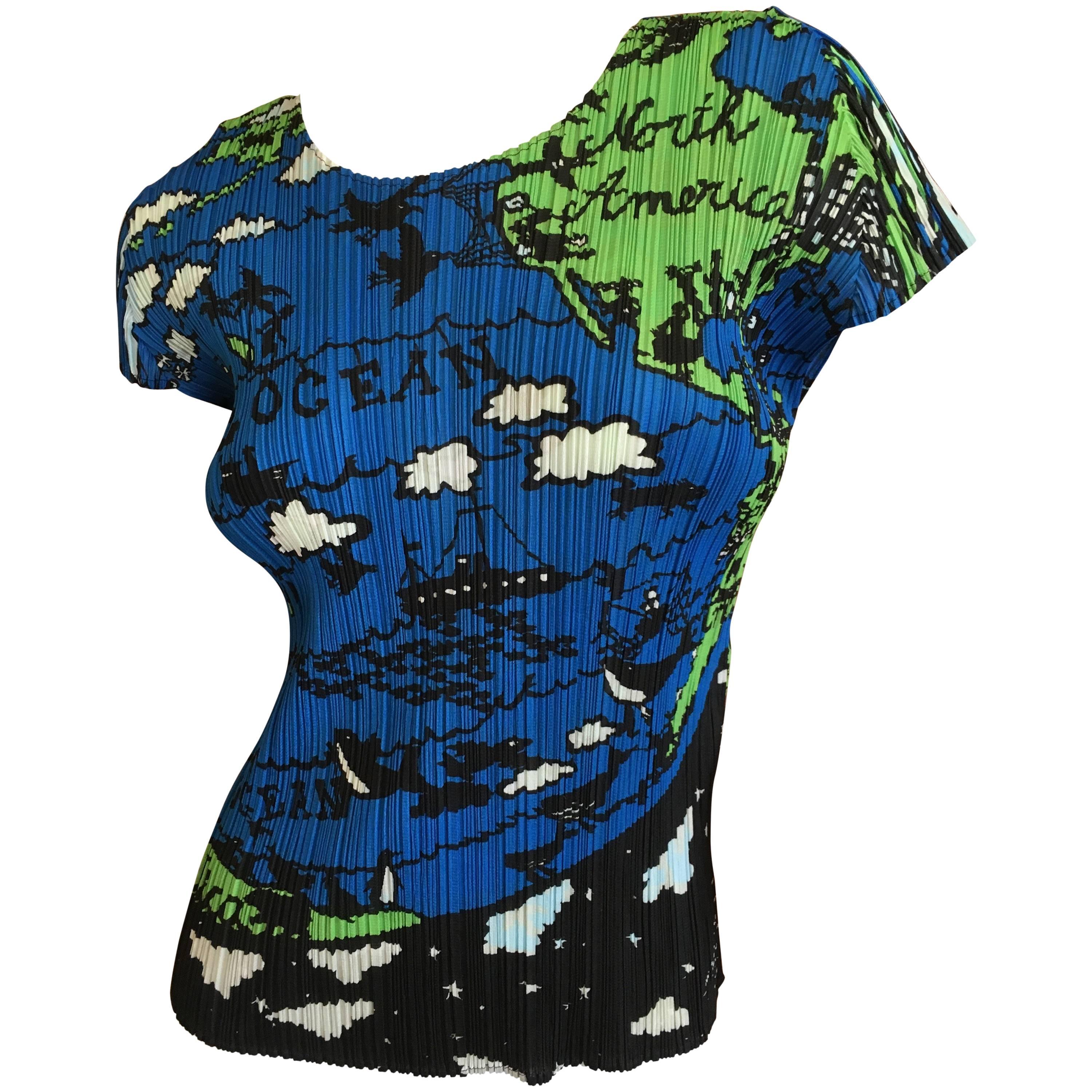 Issey Miyake Pleats Please Colorful Map Top For Sale at 1stDibs