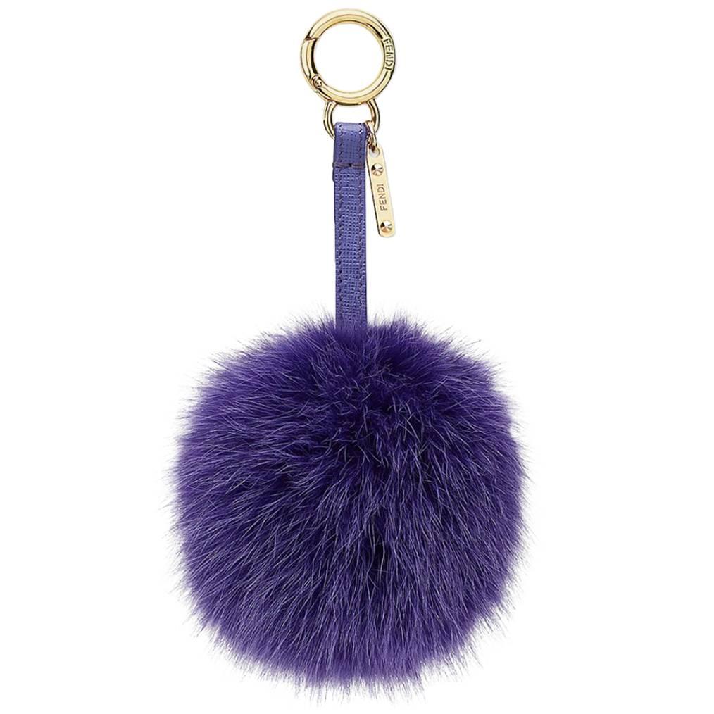 Fendi purple fox fur bag charm - bag bug