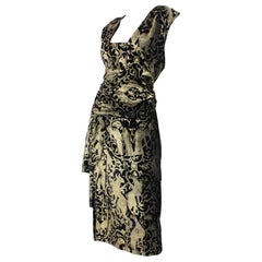 Vintage Fiorella Mancini Stenciled Velvet Art to Wear Sheath Dress