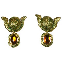 Retro Yves Saint Laurent Barbaric Gilt Earclips