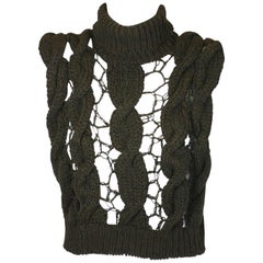 Veronique Branquinho Open Work Hand Knit Cabled Vest