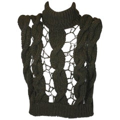 Veronique Branquinho Open Work Hand Knit Cabled Vest 