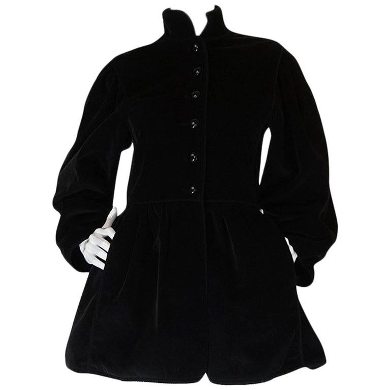1976 Yves Saint Laurent Russian Collection Gray Velvet Trench Coat