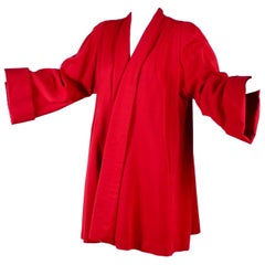 Vintage Red Wool Swing Coat Late 1940s Veste de jour ou de soirée