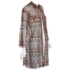 Retro 1970s Janice Wainwright Metallic Embroidered Lace Jacket and Maxi Slip Dress Set