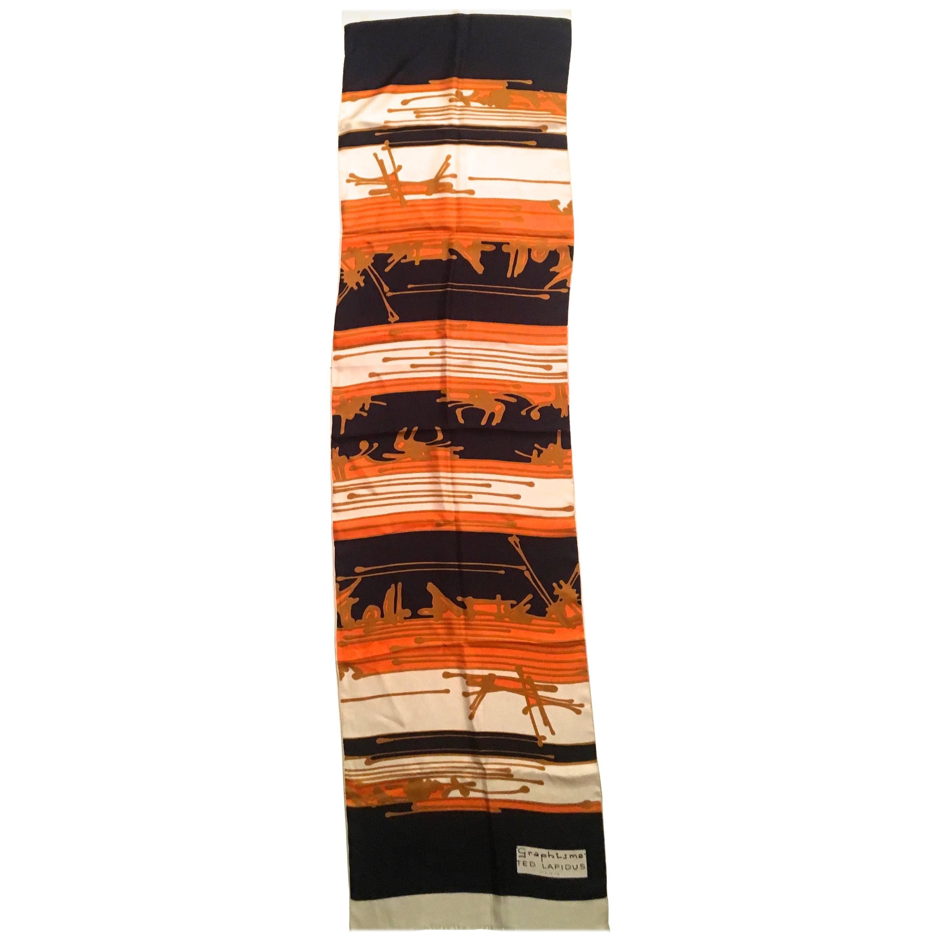 Vintage Ted Lapidus Scarf - 100% Silk - 1970's - "Graphisme" For Sale