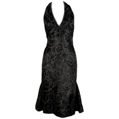 Pierre Balmain black velvet haute couture dress with rhinestones, 1960s