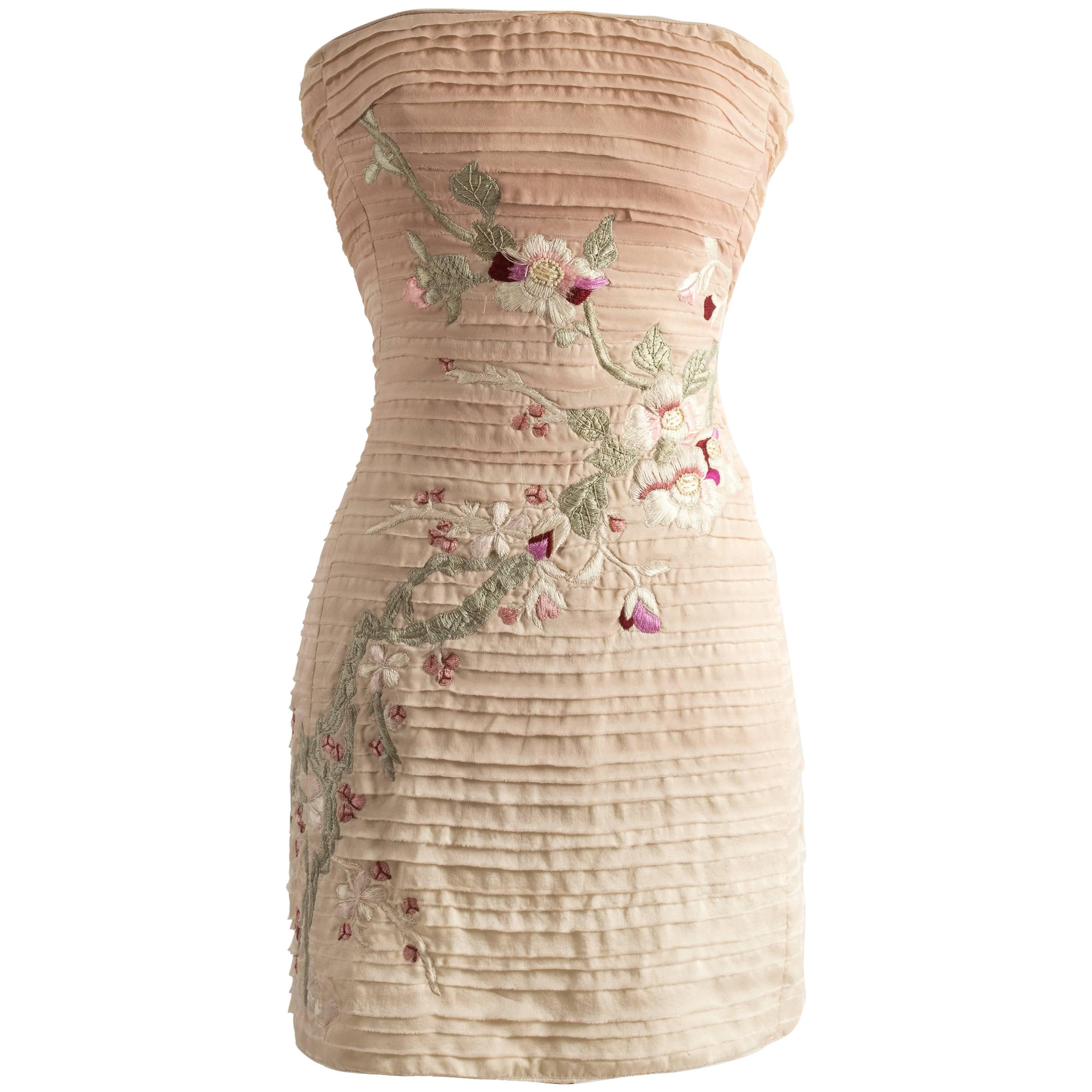 Tom Ford for Gucci pink embroidered silk mini dress, Spring-Summer 2003 
