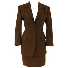 Vintage Prada brown wool skirt suit