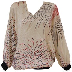 1980s Valentino cream multi tone silk shirt - blouse 1980s Valentino cream multi tone silk shirt - blouse