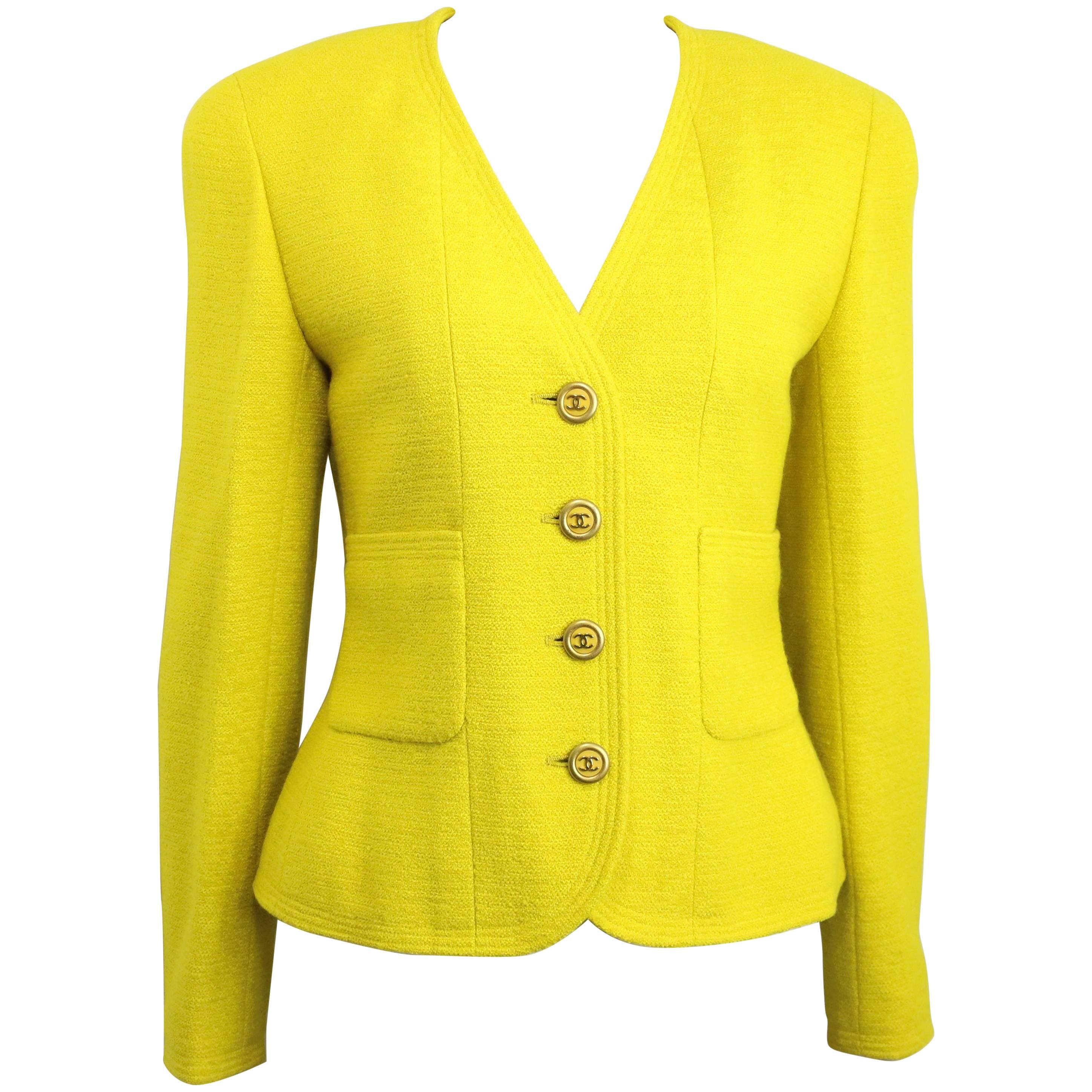 Vintage A/W 1994 Chanel Yellow Wool Jacket
