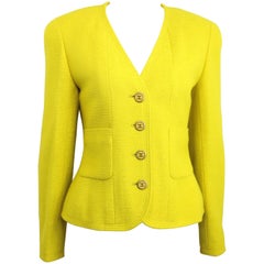 Veste en laine jaune vintage Chanel A/H 1994