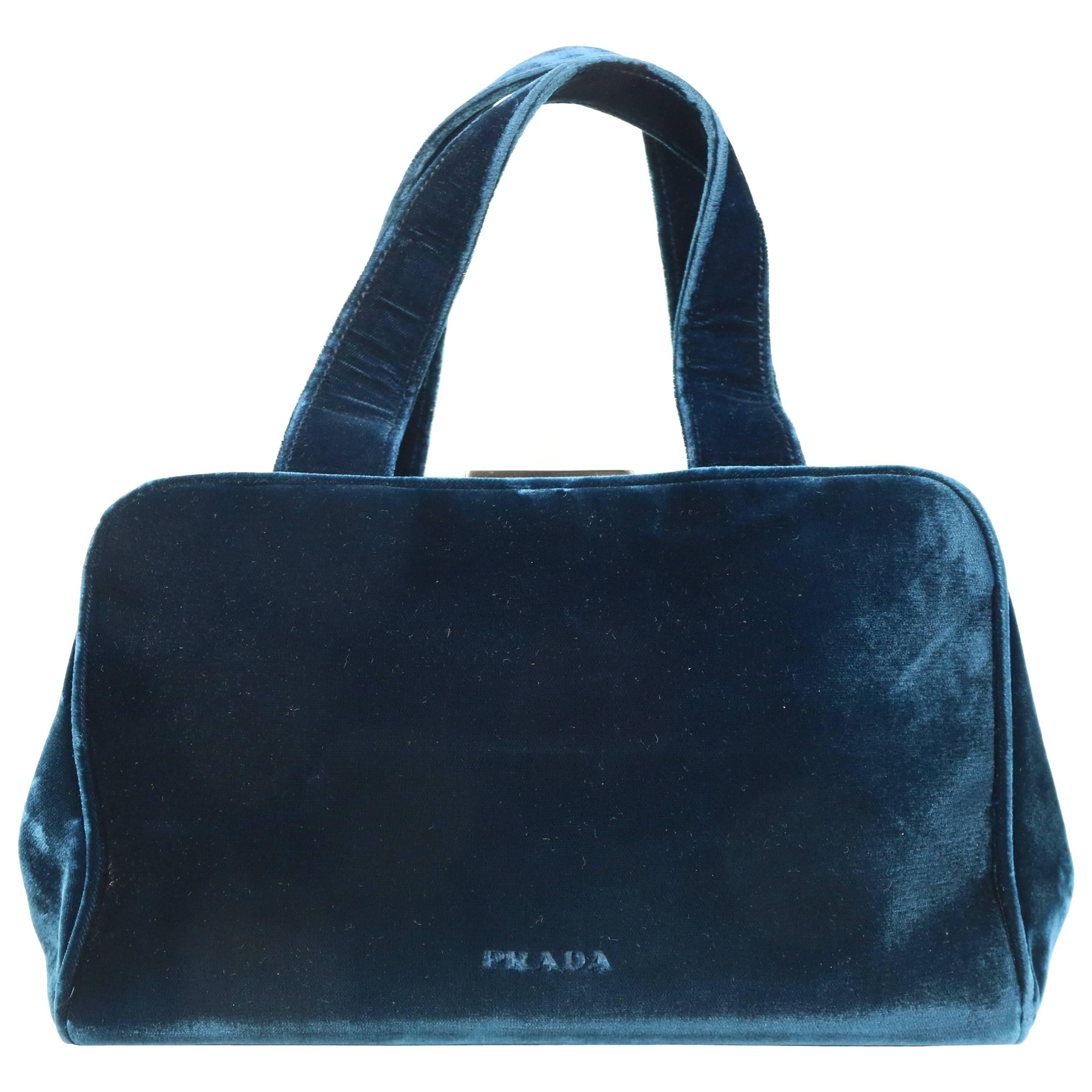 90s Prada Blue Velvet Handbag at 1stDibs  blue velvet bag, vintage prada  velvet bag, prada velvet shoulder bag