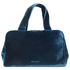 Vintage 90s Prada Blue Velvet Handbag