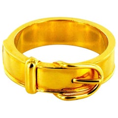 HERMES Ring in Gold Plated Metal Size 10 1/4 US