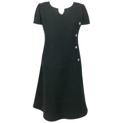 1960's Courreges Black Wool Mod Dress