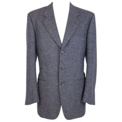 Vintage Yves Saint Laurent wool tartan blue jacket men’s size 54 made italy