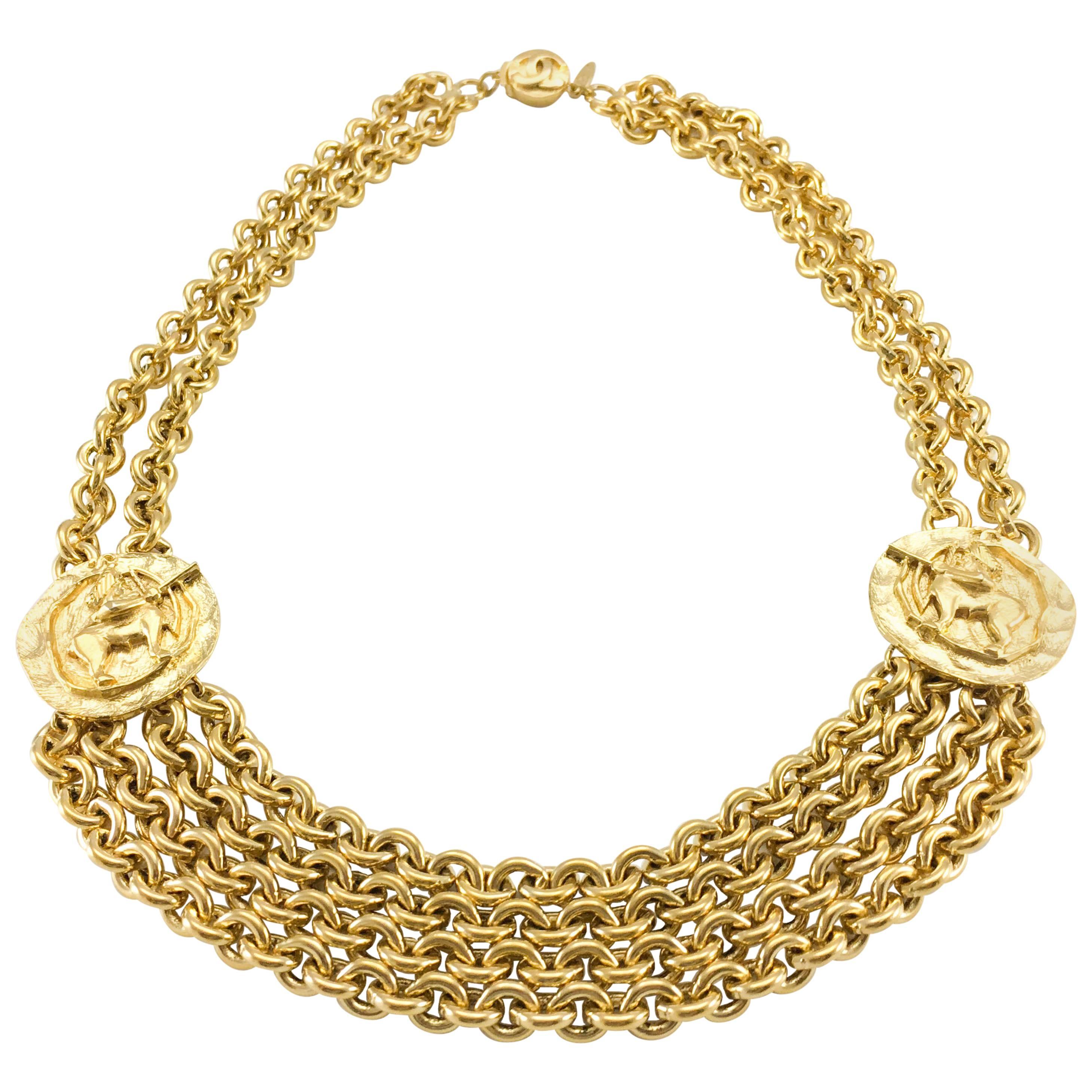 1984 Chanel Centaur Medallion Chain Necklace For Sale