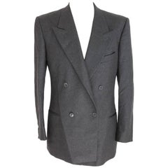 Vintage Giorgio Armani wool gray jacket blazer double breasted men’s size 46 1990s