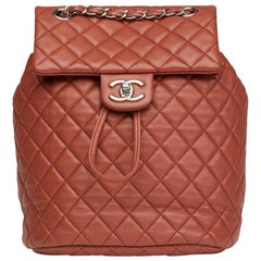 Vintage 2016 Chanel Brick Brown Quilted Lambskin Small Urban Spirit Backpack