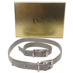 DIOR Bracelet and Choker Necklace Set in Silver Metal