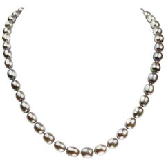 Freshwater Gray Pearl Necklace with 14Kt Gold Clasp