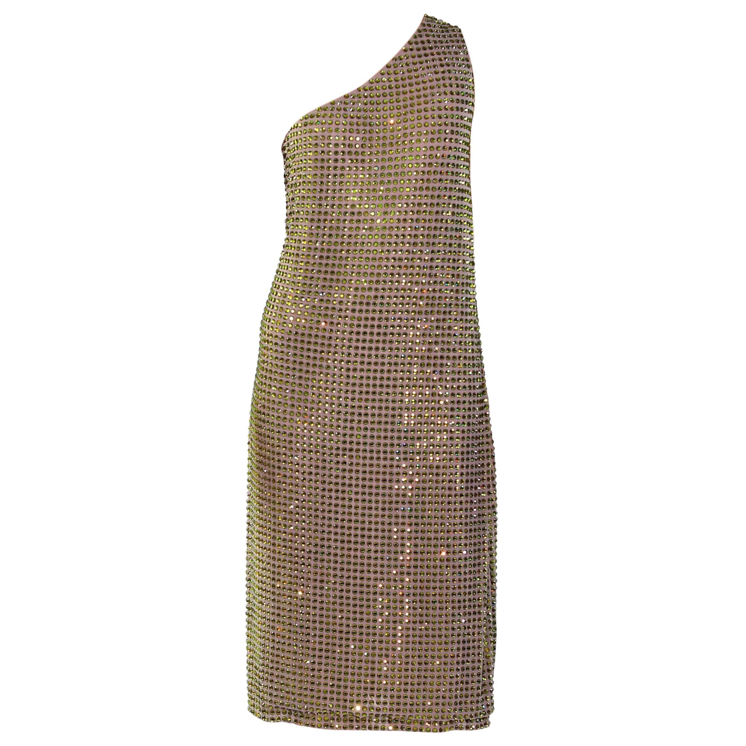 S/S 2000 Tom Ford for Gucci Crystal Embellished One Shoulder Dress