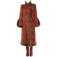 Oscar De La Renta Sable Trim Embellished Cashmere Coat With Matching Boots