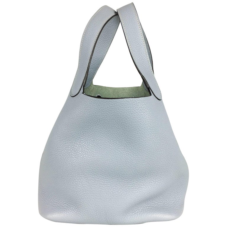 2014 Hermes Picotin 22 Handbag in Pale Blue Clemence Leather For Sale ...