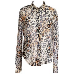 Chloe Top Leopard Print Linen Cotton  38 / 4  