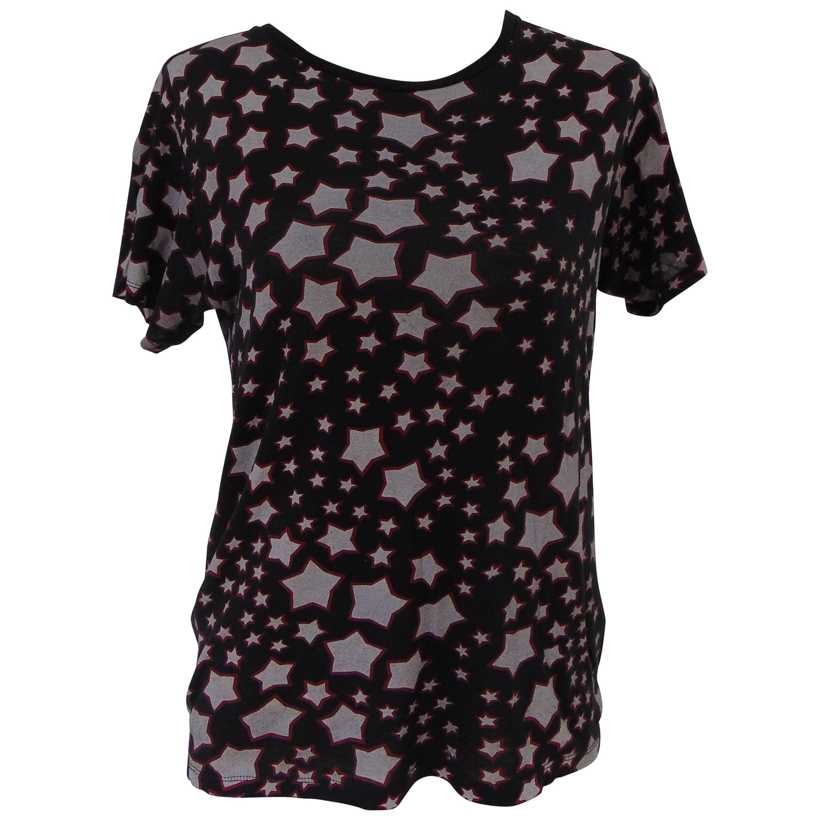 Yves Saint Laurent cotton black stars t-shirt For Sale