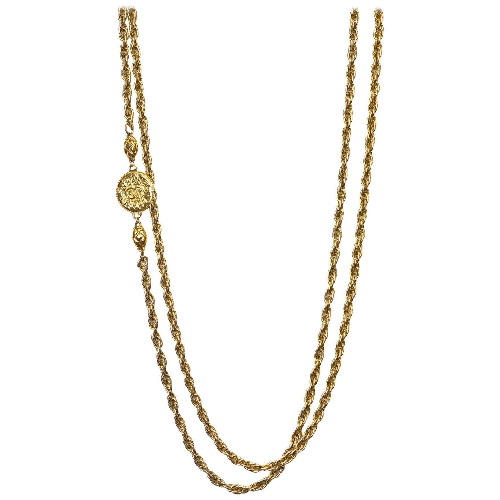 Chanel Vintage Goldtone Chainlink XL CC Necklace