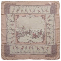 HERMES Silk Scarf Les Plaisirs Du Froid Pink White Grygkar 90 cm 