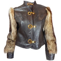 Vintage 1970s Leather and Fur Coat 