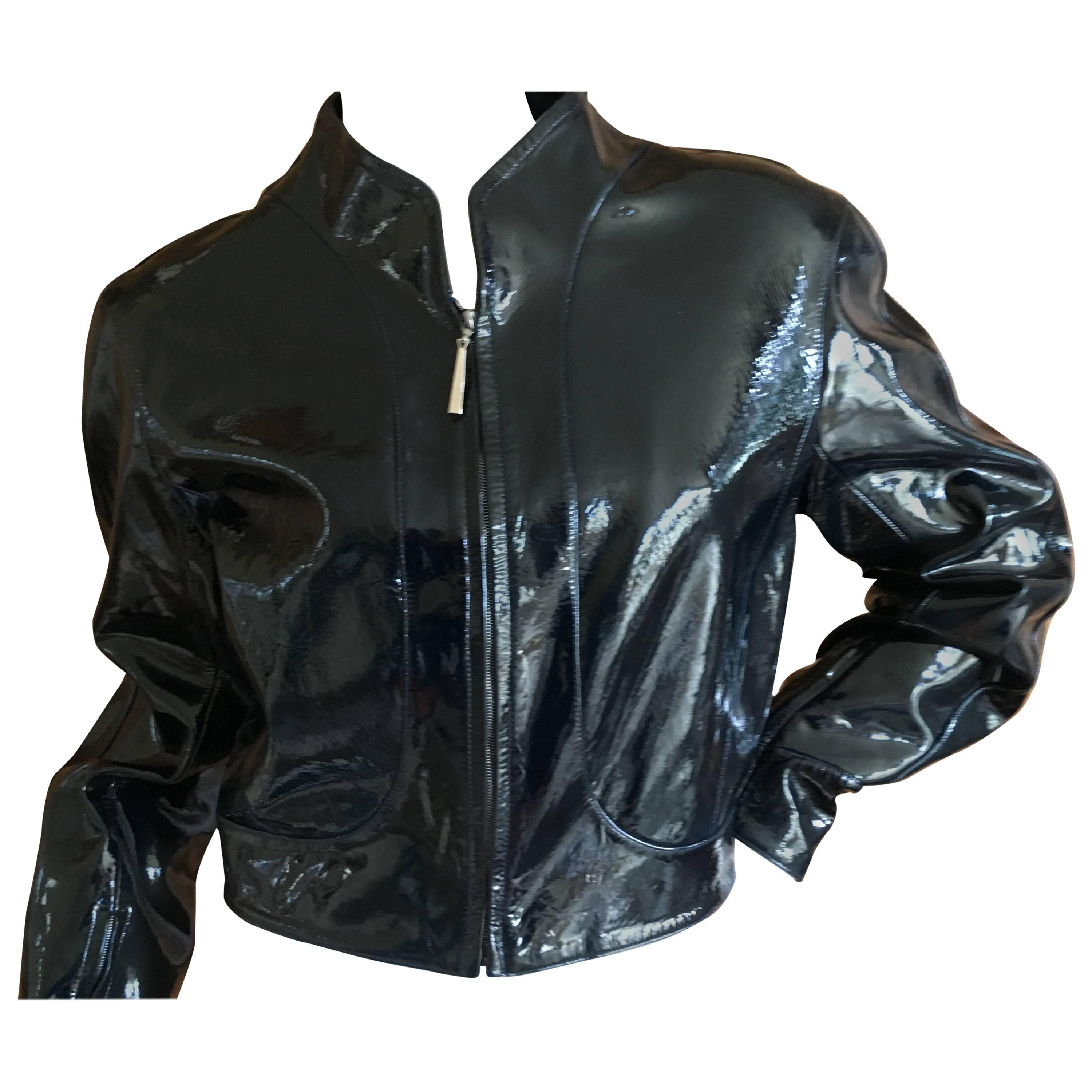 Thierry Mugler Couture 1980's Patent Leather Cropped Jacket