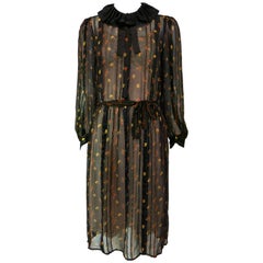 Vintage John Yang for Jack Mulqueen Silk Floral Dress