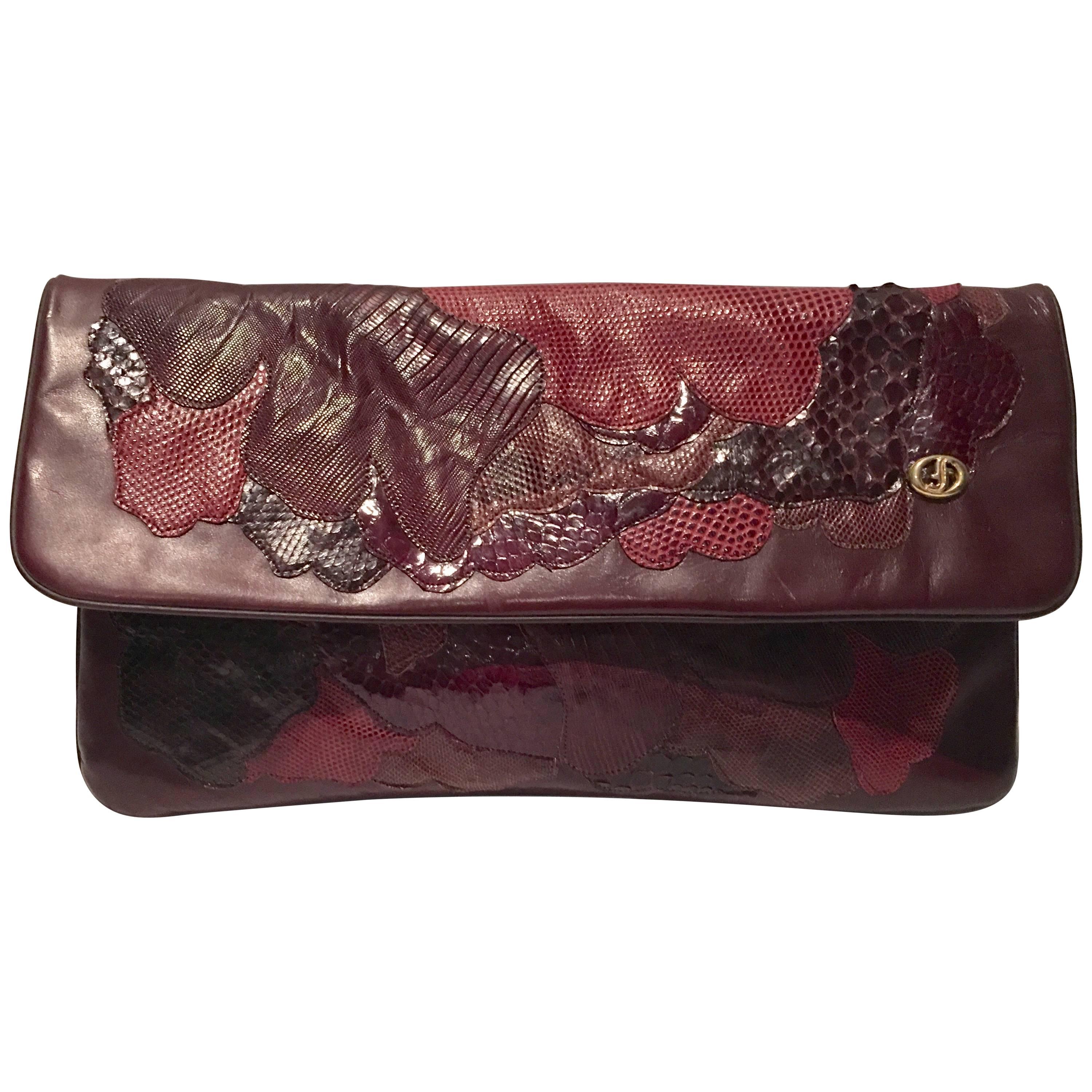 20th Century Italian Exotic Leather Patchwork Clutch Hand Bag By, Carlos Fiori