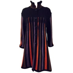 Exquisite Etro Multi Color Striped Knit Swing Coat 