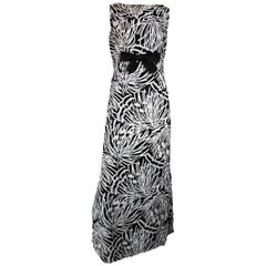 Jean Allen For Cresta Vintage 1960s Black & White Cotton Bow Maxi Dress 